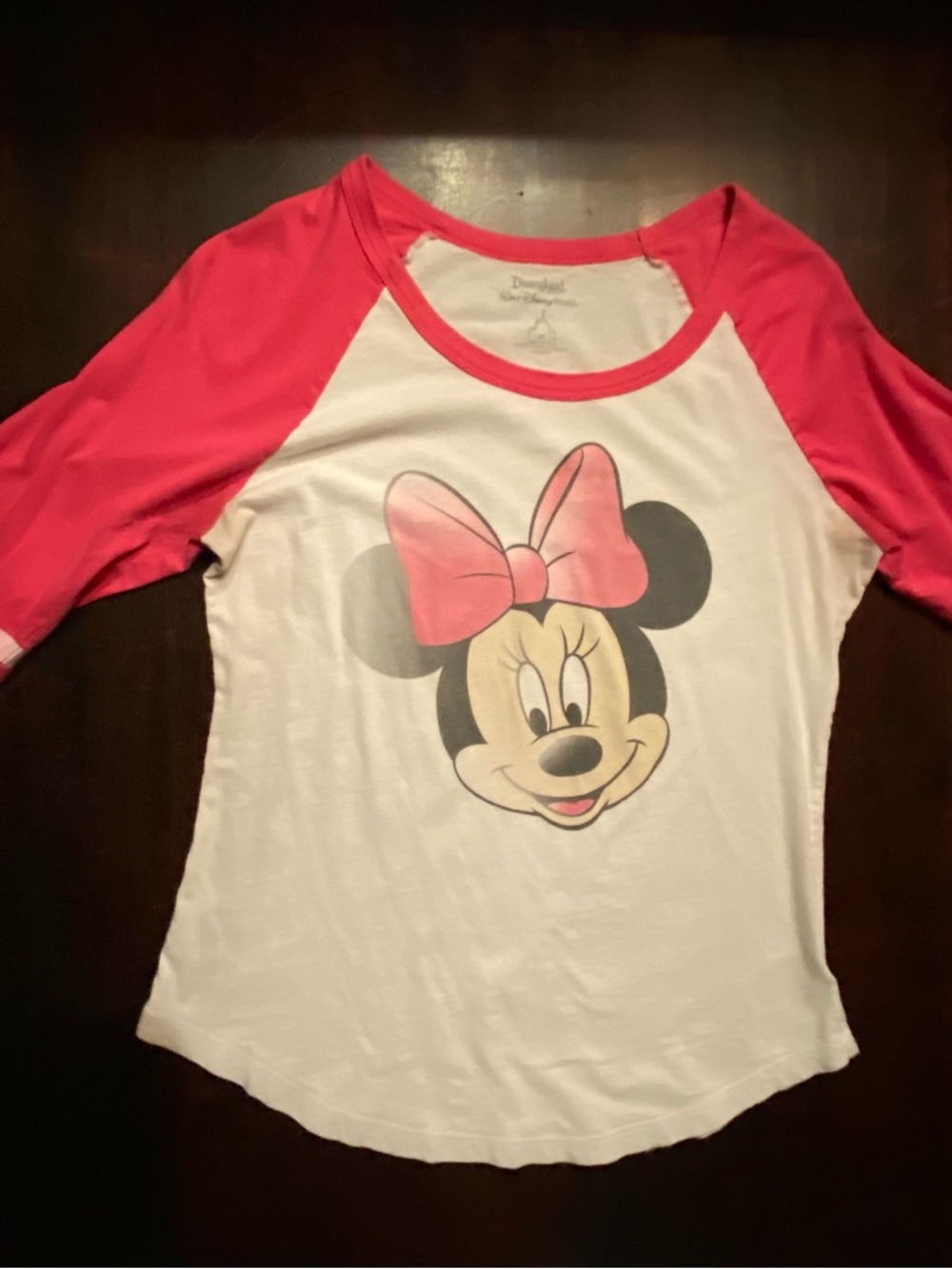 Disney Minnie Mouse Long Sleeve Raglan Tee - White & Pink